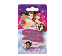 Set de Accesorios de La Sirenita, Bella y Jasmín - 4 Horquillas para el Pelo - Multicolor - Multicomposición - Pin con la Cara de Las Princesas - Producto Original Diseñado en España