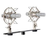 Set de Accesorios Estéreo Pronomic para Micrófonos de Diafragma Pequeño: Maletín con 1 Barra en T Estéreo y 2 Suspensiones, ideal para grabaciones overhead profesionales en escena y estudio.