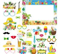 Set de accesorios fotográficos temáticos hawaianos Aloha de 1/29/30 piezas para fiestas de playa y fotografía temática tropical, para Halloween y Navidad