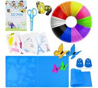 Set de accesorios para bolígrafo 3D, plantilla para bolígrafo de impresión 3D, filamento PLA para bolígrafo 3D, plantilla con 2 dedales y tijeras, accesorios para bolígrafos de impresión 3D para niños