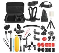 Set de Accesorios para Cámara Deportiva 50-en-1 - Compatible con GoPro Hero 13/12/11/10 Insta360, SJCAM, Campark y más - Plástico/Metal - con Estuche de Transporte, Ideal para Viajes, Deporte (Negro)