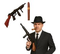 Set de accesorios para gángsters de la mafia: Tommy Gun inflable, cigarro falso, disfraz Gatsby, accesorio para Halloween, baile de graduación, cosplay