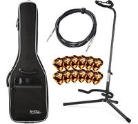 Set de Accesorios para Guitarras Eléctricas Rocktile incluyendo Funda Acolchada para Guitarra 4/4 Soporte para Guitarra Púas y Cable de Instrumento