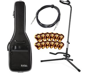Set de Accesorios para Guitarras Eléctricas Rocktile incluyendo Funda Acolchada para Guitarra 4/4 Soporte para Guitarra Púas y Cable de Instrumento