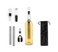 InnovaGoods - Juego de Accesorios para Vino, 2 Barras enfriadoras de Acero Inoxidable 304, Cortador de cápsulas, tapón vacío Impermeable, aireador con tapón antigoteo, Bolsa de Transporte
