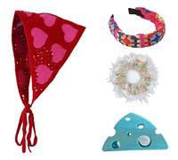 Set de accesorios tejidos diadema de crochet scrunchie suave pañuelo tipo bandana y pinza de garra 4 piezas