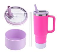 Set de Accesorios Tumbler 40oz,Incluye 1pcs Copercho de Reemplazo Antifugas para Botella de Agua,1pcs Funda de Silicona para Botella,Facilidad para Beber,Protección de la Base,con 1pcs Paja (Violeta)