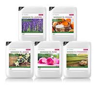 Set de aceite MyThaiMassage para Masaje Aroma 5 x 5000ml - fragancias esenciales jazmín, rose, naranja, lavanda, limoncillo