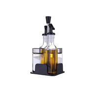 Set de Aceite y Vinagre, Set de Sal y Pimienta,Salero Cocina,Vinagreras y Aceiteras Con Soporte,Aceitera Cristal,Sin Goteo, Fácil de Limpiar
