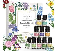 Set de Aceites Esenciales 10x10ml 100% Natural Puro Aceite Aromático para Difusor Aromaterapia -Aceite de Árbol del Té,Eucalipto,Menta,Limón,Naranja,Hierba de Limón,Lavanda,Rosa,Ylang-Ylang,Vainilla