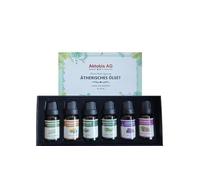 Set de aceites esenciales Aktobis, 100% naturales, 6 x 10 ml, lavanda, tomillo, eucalipto, hierba limón, romero y bergamota