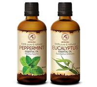 Set de Aceites Esenciales de Menta y Eucalipto 2x100ml - Aceites para Humidificador - Difusor - Aromalamp - Aromaterapia - Humidificador - Lámpara Aromática - Cuidado Piel - Aceites para Velas