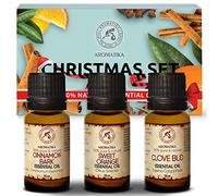 Set de Aceites Esenciales Navidad 3x10ml - Canela - Naranja - Clavo - Aceites de Aromaterapia para Difusores - Humidificador - Lámpara Aromática - Aroma Frescura