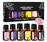 Set de Aceites Esenciales para Difusor, 100% Natural Puro Aromaterapia Aceite Aromático,6x10 ml Bio Essential Oils Set para Humidificadores, Rosa, Limón, Lavanda, Sándalo, Flor De Cerezo, Hielo Negro
