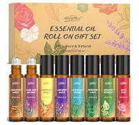 Set de Aceites Esenciales Roll-On, 8x10 ML, Aceites Esenciales Portátiles, Aceite de Aromaterapia con Lavanda, Menta, Limoncillo, Salvia Esclarea y Bergamota, Regalo Relajante para Mujeres y Hombres