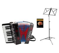 Set de Acordeón Infantil Classic Cantabile Bambino (acordeón infantil de 8 bajos con 17 tonos, bolsa y correa de hombro incl. atril y escuela) Negro