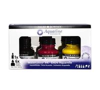 Set de Acuarela en Tinta DALER ROWNEY Aquafine, con 6 Frascos de Colores Surtidos (6 x 29,5 ml) + 1 Rotulador Acrílico FW