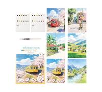 Set de acuarelas | 12 colores bloc portátil con pincel - Kit de pintura para hogar, escritorio, estudio, colegio, universidad, cerámica, murales, manualidades, viajes en coche,para dibujo, manualidad