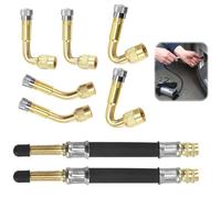 Set de Adaptadores de Extensión de Válvula de Neumático, 6 Piezas en Diversos Ángulos (45, 90, 135 Grados) y 2PCS Extensiones de Válvula de Neumático para Coche, Bici, Camión, Motocicleta (8PCS)