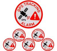Set de adhesivos "GPS TRACKING ALARM", 6 pzs, Ø 3 cm, lámina autoadhesiva, adhesivo para exteriores, adhesivo de aviso para interiores y exteriores, adhesivo de aviso protegido contra alarmas