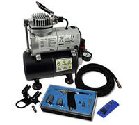 Set de aerografía para principiantes con compresor AS186 con 1 aerógrafo y múltiples accesorios