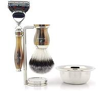 Set de afeitado herramientas clásicas de depilación para hombres: cepillo de afeitar de pelo sintético soporte para cepillo de afeitar cuenco