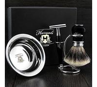 Set de afeitado para hombre de ft DE, maquinilla de afeitar, punta de divisor, cepillo de pelo de tejón, soporte doble para navaja y cepillo y cuenco de acero inoxidable