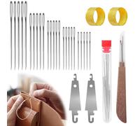 Set de Agujas de Coser de Ojo Grande de Acero, Juego de 37 Agujas de Acero Inoxidable para Coser a Mano, Set de Agujas de Ojo Grande de Acero con Ojo Grande - Agujas de Coser y de Quilting delgadas y