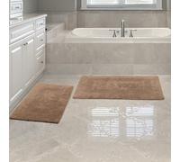 Set de alfombra de bao de algodn: 2 piezas 100 por ciento de alfombrillas de algodn: alfombras de bao suaves y lavables a mquina reversibles de