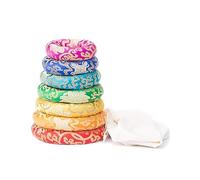 Set de almohadillas de cristal para cuencos tibetanos de 6-12 pulgadas/8-14 pulgadas, cojín de seda hecho a mano con bolsa de almacenamiento, cuenco de los chakras - 7Pack