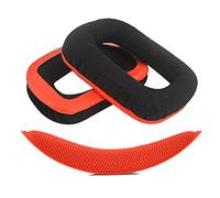 Set de Almohadillas para Oreja y Diadema Geekria QuickFit de Malla, Compatible con Logitech G430, G930, repuestos (Rojo-Negro)