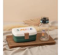Set de almuerzo Lässig Little Gang Smile verde | Fiambrera y botella de 460 ml