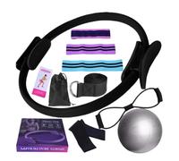 Set De Anillas De Pilates, Kit De 10 Piezas Para Mujer, Kit De Entrenamiento En Casa, Aro De Yoga, Aro Y Pelota De Pilates, Banda De Resistencia Con Cinturón De Estiramiento, Colchonetas De Yoga
