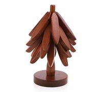 Set de Árbol de Trivet, 19,5 cm de Diámetro 4 Capas + 1 Soporte Salvamanteles de Madera para Platos Calientes Apilables Agarraderas para Encimera Trípode para Platos Calientes para Cocina