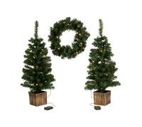 Set de árboles de Navidad y corona de Adviento con LED