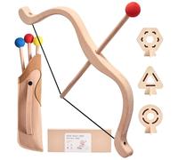 Set de arco y flecha para niños, juguete de madera con 1 arco de haya, 3 flechas, 3 blancos y funda para flechas | Juego de arco y flecha para niños, juguete para interior y exterior a partir de 3
