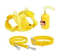 Set De Arnés De Perros: Sin Platos, Platos Para Perros Pequeños | Correa Para Perros Con Una Bolsa De Heces, Arnés De Perros Reflectante, Platos Para Perros Para Cachorros De Perros Medianos, Fácil Ad