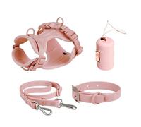 Set De Arnés De Perros: Sin Platos, Platos Para Perros Pequeños | Correa Para Perros Con Una Bolsa De Heces, Arnés De Perros Reflectante, Platos Para Perros Para Cachorros De Perros Medianos, Fácil Ad