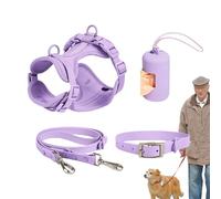 Set De Arnés De Perros: Sin Platos, Platos Para Perros Pequeños | Correa Para Perros Con Una Bolsa De Heces, Arnés De Perros Reflectante, Platos Para Perros Para Cachorros De Perros Medianos, Fácil Ad