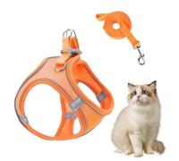 Set De Arnés Y Correas para Perros Ajustable, Transpirable, Reflectante, | Arnés De Chaleco Reflectante Sin Ahogo Para Mascotas Para Cachorros Senderismo Entrenamiento Aire Traje de gato - naranja xxs