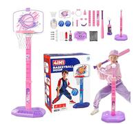 Set de aro de Baloncesto, aro de Baloncesto para niños pequeños - 4 en 1 T Ball Set y Swild Ring Game | Juego de Pelota de Juguetes Deportivos al Aire Libre para la Sala Interior, chidlren, Escuela