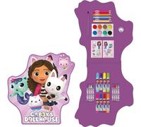 Set de Arte Gabby’s Dollhouse con Estuche en Forma Especial y Accesorios de Colores - Kit Creativo Infantil con Acuarelas, Ceras y Rotuladores para Niñas Fans de Gabby’s Dollhouse
