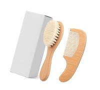 Set De Aseo Para Bebés Sostenible Con Peine Madera Haya Y Cepillo Lana Para Un Baño Seguro Y Cuidado Diario Del Cabello Baby Grooming