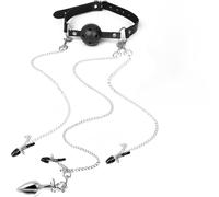 Set de ataduras para bondage sexual BDSM, juguete sexual con mordaza de bola transpirable, pinza para pezones, clip para clítoris y tapón anal incluidos,juguetes sexuales para parejas1