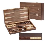 Set de backgammon de madera para adultos 15,7 pulgadas (40 cm) tablero plegable con vasos de dados de madera Gran backgammon de viaje premium