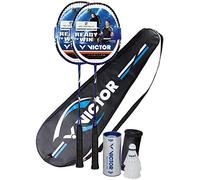 Set de badminton | Victor V-3100 | Juego de badminton | 2 raquetas de badminton 3 volantes y funda | rojo/azul
