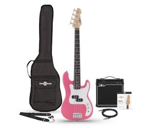 Set de Bajo 3/4 LA de Gear4music + Amplificador de 15 W, Rosa