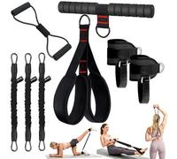 Set de Bandas de Resistencia, Bandas Elasticas Musculacion de Pedal y Manijas,Tobilleras Poleas Gym,Gomas Elasticas Musculacion de Figura 8, Banda Elástica Fitness para Abdominales en Casa-Negro