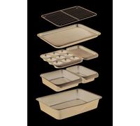 MasterClass Smart Space Stacking PTFE, PFOA and BPA Free Non-Stick Bakeware Set, 7 piezas bandejas de horno, caja de regalo, gris
