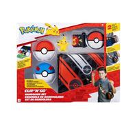 Set de Bandolera Pokémon Clip ‘N’ Go Pikachu | Figura de batalla de Pikachu de 5 cm con Poké Ball y Super Ball, además de cinturón y bandolera temáticos.